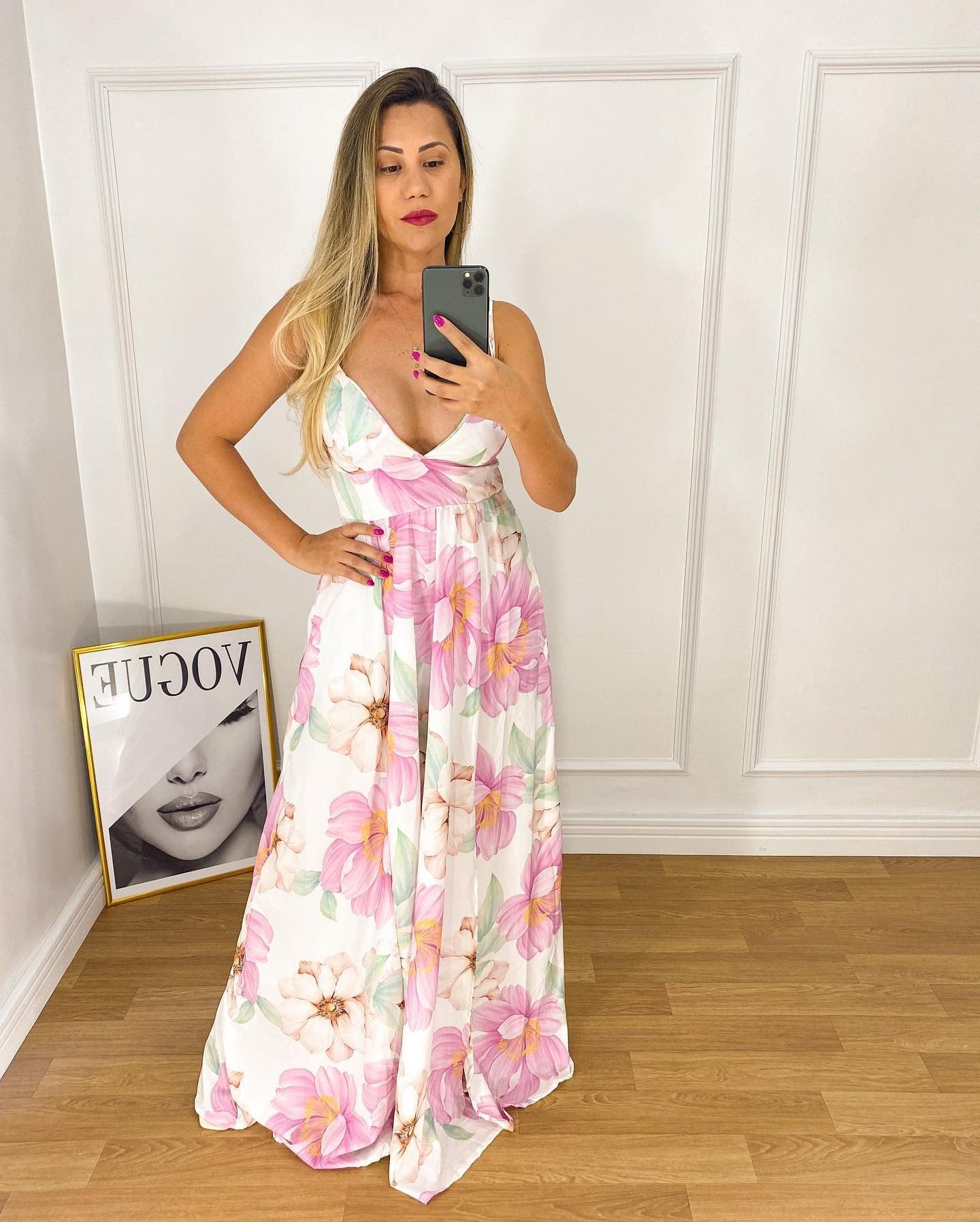 1361 | Vestido Rebeca -  Estampa Floral Rosê